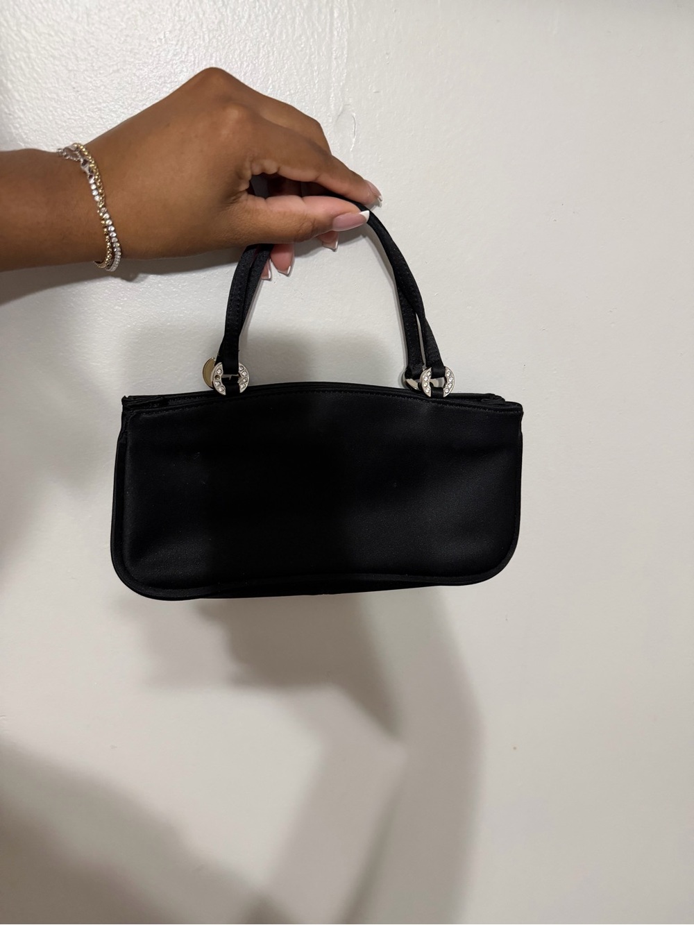 LOFT Black Mini Satin Evening Bag